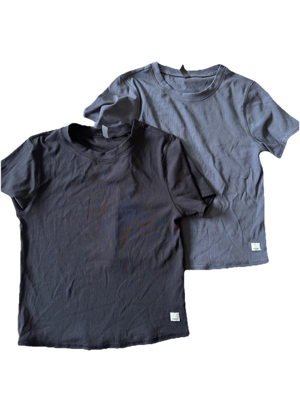 Vuori Pose Fitted Tee Lot Of 2 Ribbed Cropped Short Sleeve Shirt Sz Large VW169